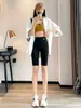 Calças Femininas de Verão Finas em Pele de Tubarão, Leggings de Nove Pontos, Shorts de Segurança Anti-Exposição, Calças de Yoga de Cintura Alta Levanta-Bumbum