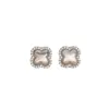 Pendientes de Trébol de Cuatro Hojas con Incrustaciones de Circonita Estilo Xiaohongshu para Mujer, Diseño de Lujo Ligero, Pendientes de Aro Completamente Diamantados