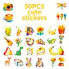 Nuevo Set de 56 Pegatinas de Graffiti Lindas Dibujadas a Mano y Coloridas con Temas de Animales y Comida, Estilo Pintura al Óleo, Pegatinas Divertidas y Creativas para Niños