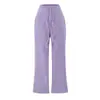 Pantalones casuales de moda de cintura media con cordón para mujer, pantalones deportivos de pierna recta, pantalones versátiles para el hogar de color sólido, pantalones de pierna ancha