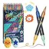 Marcador de Brillo de Dos Colores de Doble Punta Pluma de Acuarela de Punta Suave para Cuadernos Especial Pincel de Brillo para Niños No Tóxico y Lavable