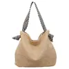 2026 Nueva Bolsa de Paja de Gran Capacidad para Vacaciones en la Playa, Bolsa de Playa Rayada, Bolso Tejido Hecho a Mano para Mujer con un Toque de Lujo