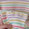 Camiseta japonesa de rayas de colores para mujer, nueva camiseta informal holgada de manga larga con estilo antiedad para primavera y otoño de 2025