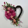 Corona de Año Nuevo Lunar Transfronteriza Decoración Sencilla con Forma de Corazón Colgante para Puerta Exterior de Casa Flores Artificiales Tejidas a Mano