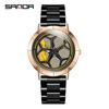 SANDA SANDA 1022 Reloj de Cuarzo para Hombre con Esfera Hueca Correa de Acero Resistente al Agua para la Vida Reloj de Hombre