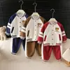 Conjunto de jaqueta de baseball com capuz, estilo casual de outono, para meninos, de peça única, com estampa de urso em fleece de toalha para meninos