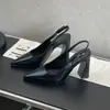 Sapatos de Salto Alto Bico Fino Estilo Coreano para Mulheres, Novo Modelo Primavera 2026, Sandálias de Salto Bloco com Tira Única, Sandálias Elegantes de Bico Fechado Sem Encosto
