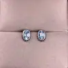 Brincos de Topázio Prata S925 Incrustados Simples para o Dia a Dia Feminino Tesouro Colorido Cristal Simples Versátil Joia de Orelha Moda Ol