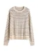 [PedidoBc] Suéter Listrado Color Block Solto Estilo Coreano Outono e Inverno Feminino Versátil Pulôver Tricô Manga Longa