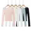 Pura y seductora, camiseta sexy de malla de encaje con manga larga, nueva moda de otoño, corte ajustado, color liso, top tipo jersey, prenda de abrigo