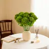Crisantemo de Bola Artificial de Venta Caliente Transfronteriza con Hojas, Planta Verde Estilo Nórdico Decoración Suave Arte Floral para Hoteles, Exhibición de Ventana Crisantemo de Ping Pong