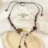 Nuevo Collar Tejido de Flores Hecho a Mano Chino Cadena de Suéter Retro de Madera Estilo Nacional Accesorios Étnicos de Gama Alta Nicho