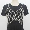 Camisola elegante con huecos y perlas para usar delante y detrás, nuevo chaleco corto personalizado con cuello en V, rombos y abalorios hechos a mano