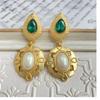 Campanillas bajo el alero estilo palacio retro vintage pendientes colgantes simples de oro perla flexibles