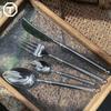 Q6 Cuchillo, Tenedor y Cuchara Romanos Acero Inoxidable 304 Engrosado Cuchillo y Tenedor Occidentales Estilo Legendario Cuchillo Grueso para Bistec, Tenedor y Cuchara Juego