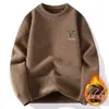 Suéter de punto integrado de felpa con cuello redondo al por mayor transfronterizo para hombre, invierno, chenilla, más terciopelo, tejido grueso, hilo de capa base cálida