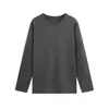 Camiseta Lisa Simples de Manga Longa para Homens e Mulheres 2026 Outono Inicial Novo Estilo Coreano Camada Interna Versátil Gola Redonda Top Base