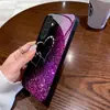 Funda morada atmosférica con incrustaciones de diamantes brillantes en forma de corazón para Samsung Galaxy S25 Ultra, cubierta protectora de cristal templado