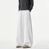 Calça de moletom cinza escuro estilo americano com retalhos e barra curva para homens, tendência de outono, versátil, perna reta, solta, casual