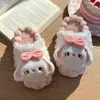 Pantuflas de algodón para niñas, lindas pantuflas peludas cálidas para interior y exterior, zapatos de algodón para padres e hijos, pantuflas de invierno
