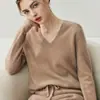 Elegante Casual ~ Tejido de Cachemira para Mujer Cuello en V Holgado Aspecto Adelgazante Tejido 25 Otoño e Invierno Nuevo Lana Tejido Interior