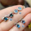 Aretes de Topacio Azul London Natural para Mujer, Incrustaciones de Plata 925, Estilo Simple y Versátil, Aretes de Piedras Preciosas de Color, Directo del Fabricante