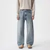 Nuevos Vaqueros de Pierna Recta de Moda para Hombre Primavera y Otoño Sueltos Adelgazantes Casuales Versátiles Americanos de Pierna Ancha