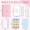 Caderno A6 de Folhas Soltas Transfronteiriço da Amazon Caderno de Couro PU Macaron Planejador de Orçamento em Dinheiro Bloco de Notas de Folhas Soltas