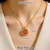 Nuevo collar de brújula de ocho tesoros chapado en oro estilo vintage con incrustaciones de circonita para mujer, accesorio de colgante redondo giratorio de imitación de oro retro