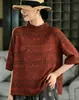 Gola alta, manga curta, novo top estilo chinês 2026, simples, moderno, modelagem solta, blusa feminina versátil de verão MT