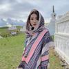 Lenço de estilo étnico para mulheres, xale grande para fotografia em Qinghai Yunnan pastagem, proteção solar e proteção UV 180 * 90cm