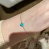 Electrochapado en Oro Real, Fuerte Retención del Color, Colgante de Corazón Azul Paraíba Simple y Exquisito, Pulsera Retráctil, Joyería con Forma de Corazón