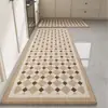 Tapete de cozinha minimalista transfronteiriço, feito de trama de linho, antiderrapante, absorvente e resistente a óleo, design de tira longa, pode ser cortado no tamanho desejado, e é durável e fácil de limpar