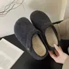 Pantuflas de felpa estilo Birkenstock con plataforma alta para mujer, nuevas de otoño e invierno 2026, slip-on, de punta cerrada, de algodón