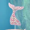 Decoración de Cola de Pez Oceánica Decoración Creativa de Lentejuelas Brillantes Tarjeta para Pastel Belleza Vieira Submarino Cumpleaños Infantil