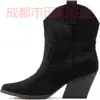 Botas Nuevas Transfronterizas para Mujer Botines Vaqueros Puntiagudos Tacón Alto Talla Grande Botas Bordadas