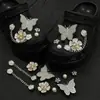 Moda Indústria Pesada Corrente de Metal Ilhós Sapatos Acessórios DIY Luxo Leve Flor de Strass para Sapato Fivela de Sapato Decoração Removível Atacado