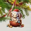 Linda Decoração de Ovo de Dragão Plano de Acrílico Brinquedo de Natal Decoração Pendurada para Interior de Carro Brinquedo de Árvore de Natal de Dragão