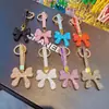 Argila de cerâmica diamante completo laço corrente de carro anel de dedo cordão chaveiro pingente bolsa de casal pendurar pequenos presentes atacado