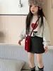 Saia de Bolinhas Yuyu Princess para Meninas, Saia Curta de Cintura Alta em Linha A Estilo Coreano Outono/Inverno, Saia de Lã com Barra Franzida para Bebê