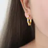 Nuevos Pendientes Geométricos en Forma de C Estilo Chino con Diseño de Esmalte Floral Vintage, Acero de Titanio, Temperamento Único de Lujo Ligero tipo Hada