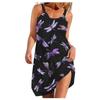 Vestido de praia feminino urbano casual 2021 novo com estampa abstrata tipo alça de suspensório impressão 3D cintura média longo