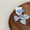 Nuevo clip para el pelo de niño con lazo de cuadros florales, conjunto de diadema, horquilla para bebé, pinza lateral, pinza BB, liga