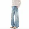Tendência Outono 2026 High Street Americana Retrô Padrão Raio Jeans Preto Levemente Flare Novas Calças Longas Emagrecedoras para Homens e Mulheres