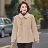 Elegante Abrigo de Lana Integrado con Piel Sintética de Invierno para Mamá de Mediana Edad, Abrigo Cálido de Piel Sintética de Visón para Mujeres de Mediana Edad y Mayores