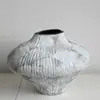 Vaso de Cerâmica Vintage Sala de Estar Arranjo de Flores Jingdezhen Estilo Silencioso Estilo Zen Sala de Chá Corredor Pote de Cerâmica Grossa Decorativo Chinês