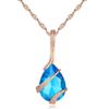 Nuevo gancho de oreja azul marino con forma de gota de agua, cristal de topacio natural brillante, collar, joyería de oreja retro europea y americana, venta al por mayor de fábrica