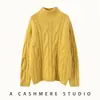 Suéter de punto de cachemira grueso para mujer, jersey engrosado con trenzado de siete agujas, corte holgado vintage, nuevo top versátil