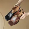 Sandalias de mujer de tacón alto con tacón grueso, diseño de punta abierta, tira única con hebilla, zapatos casuales versátiles de moda primavera/verano 2026 para mujer