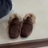 Otoño e invierno, elegantes y relajados, mocasines de punta cuadrada sin cordones, nuevos zapatos peludos con forro de polar para mujer